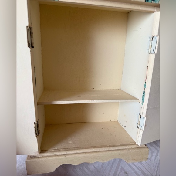 Doll House Wardrobe Commode Floral Wooden Jewelry Box - Picture 4 of 8